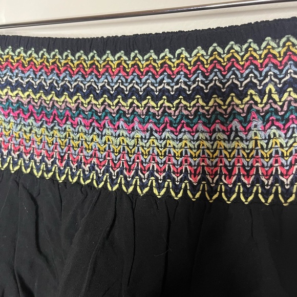 Poetry Black Mini Skirt With Multicolor Boho Elastic Waist Women’s Size Small - Picture 5 of 5